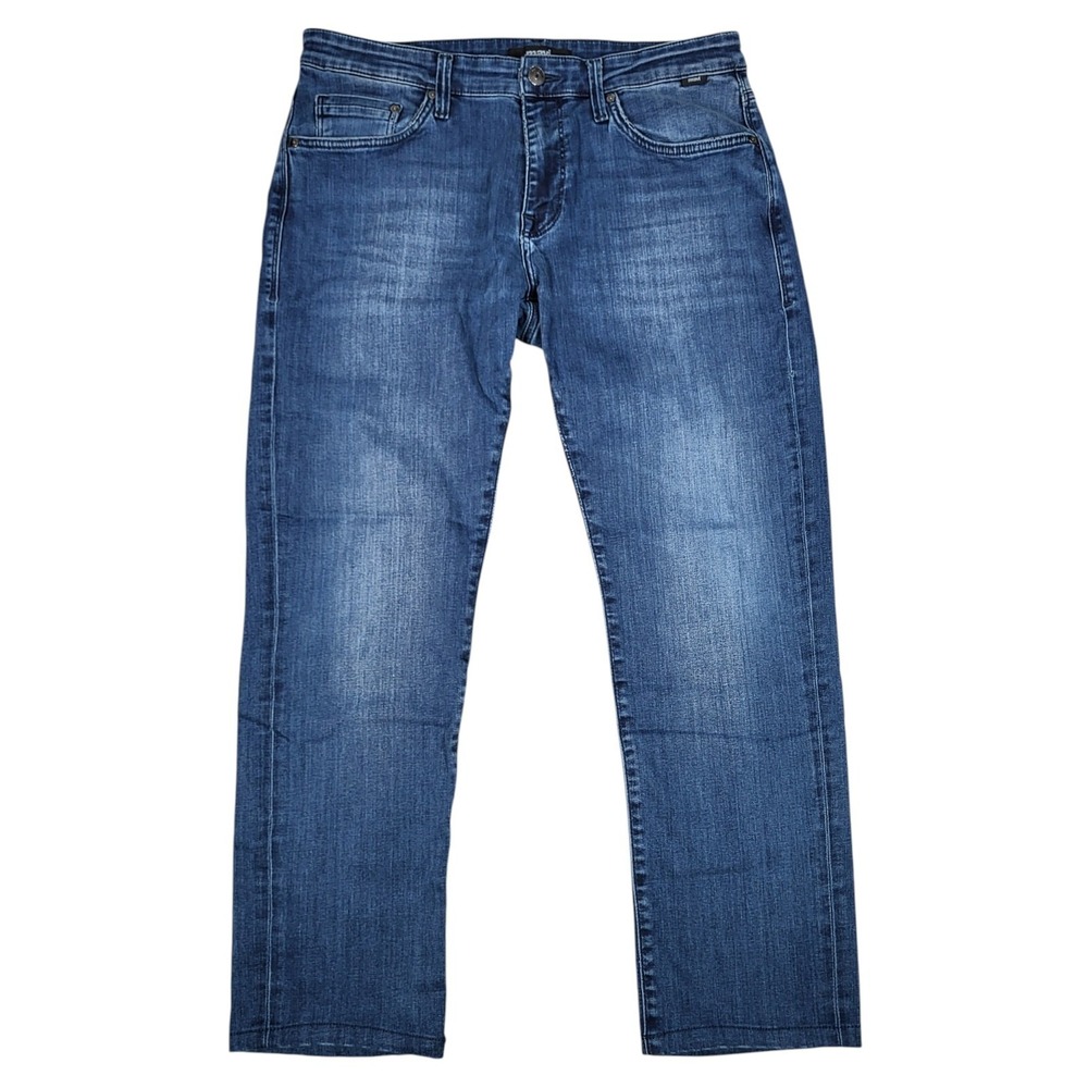 Mavi Jeans Mens 33x32 (Fits 34x29) Marcus Blue Straight Stretch Whiskered Denim
